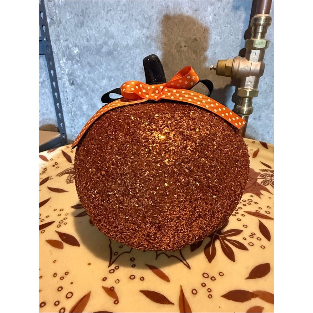 Glitter Orange Pumpkin Fall Decor Farmhouse Thanksgiving Table Centerpiece